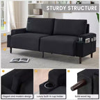 Canapé moderne 81, petits canapés avec porte-gobelet et sac de rangement, facile à installer, 3 places, assise profonde, pour appartement, chambre à coucher, dortoir