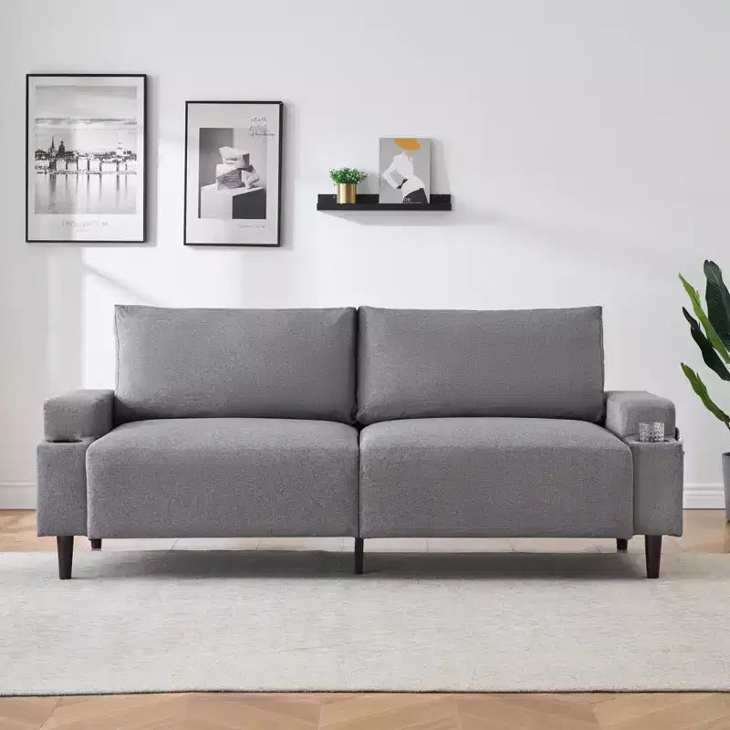 Canapé moderne 81, petits canapés avec porte-gobelet et sac de rangement, facile à installer, 3 places, assise profonde, pour appartement, chambre à coucher, dortoir
