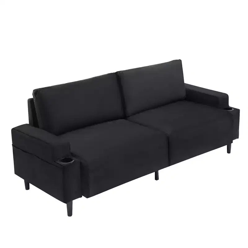 81 Modern Loveseat Sofa, Small Couches with Cup Holder & Storage Bag, Easy to Install, 3-Seater Deep Seating, for Apartment, Bedroom, Dorm