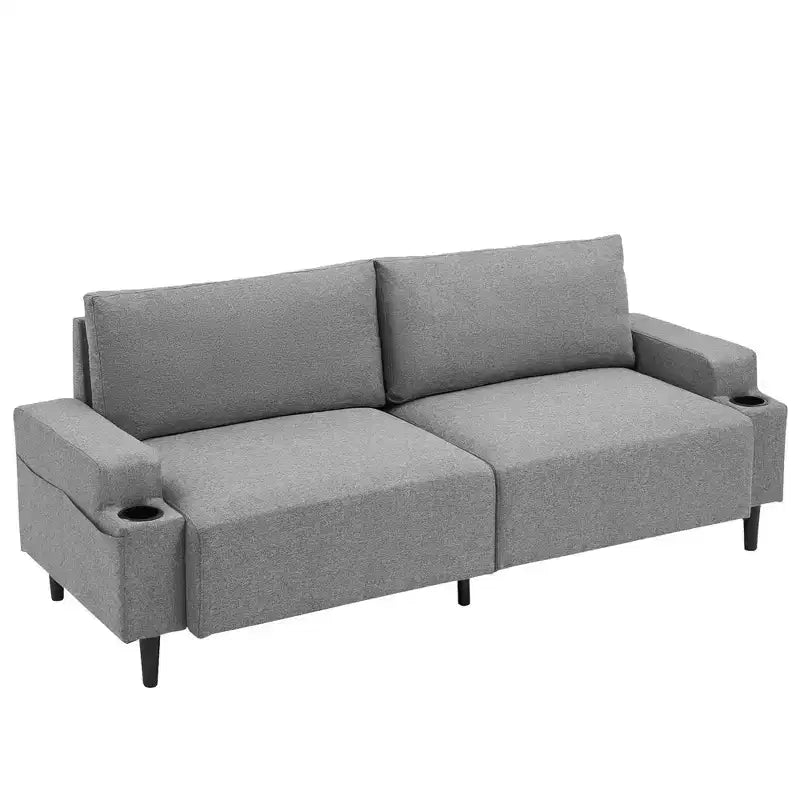 Canapé moderne 81, petits canapés avec porte-gobelet et sac de rangement, facile à installer, 3 places, assise profonde, pour appartement, chambre à coucher, dortoir