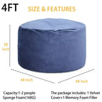 Fauteuil géant en forme de pouf avec mousse à mémoire de forme à haut rebond, grands poufs de 1,2 m, canapé pouf confortable, grand pouf rond et doux