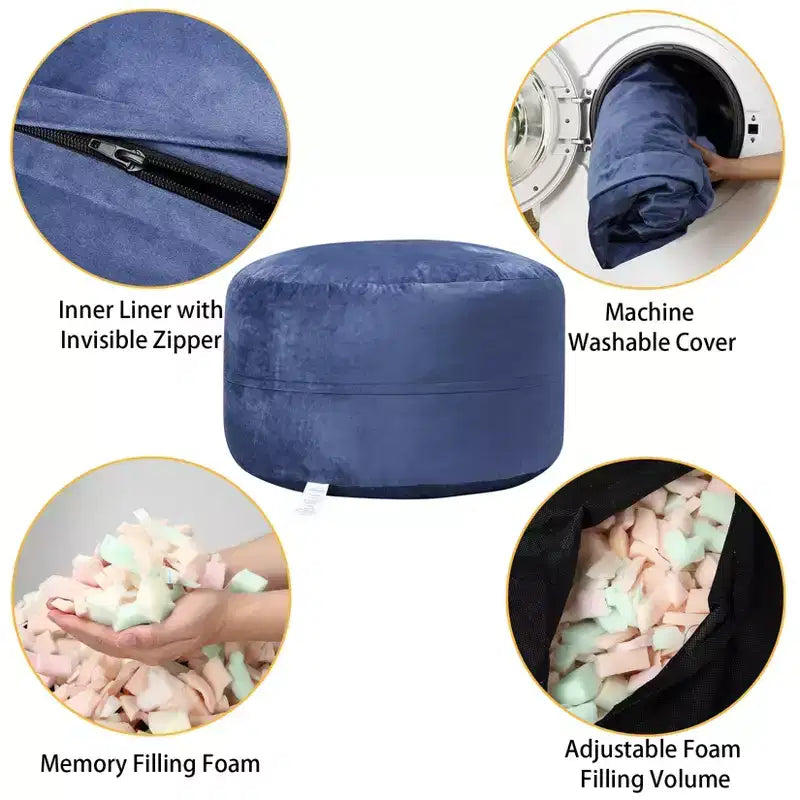 Fauteuil géant en forme de pouf avec mousse à mémoire de forme à haut rebond, grands poufs de 1,2 m, canapé pouf confortable, grand pouf rond et doux