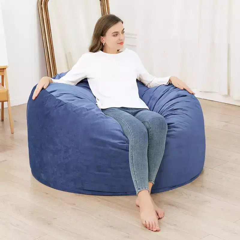 Fauteuil géant en forme de pouf avec mousse à mémoire de forme à haut rebond, grands poufs de 1,2 m, canapé pouf confortable, grand pouf rond et doux