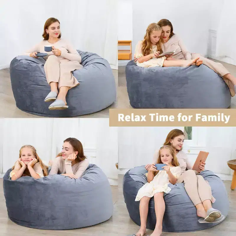 Fauteuil géant en forme de pouf avec mousse à mémoire de forme à haut rebond, grands poufs de 1,2 m, canapé pouf confortable, grand pouf rond et doux