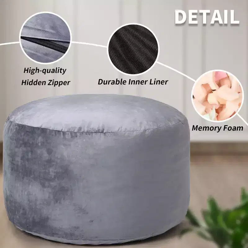 Fauteuil géant en forme de pouf avec mousse à mémoire de forme à haut rebond, grands poufs de 1,2 m, canapé pouf confortable, grand pouf rond et doux