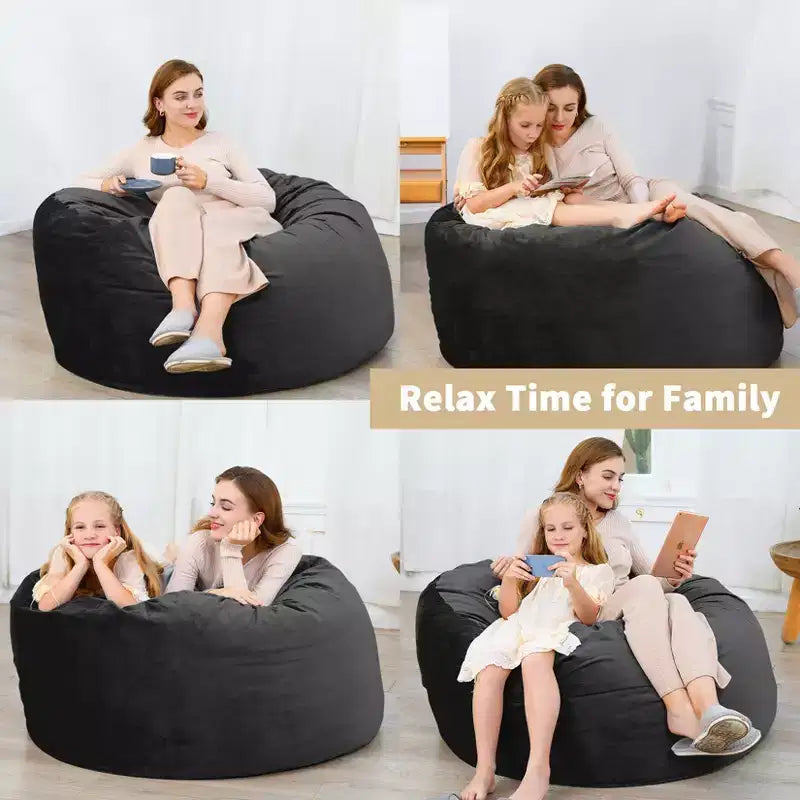 Fauteuil géant en forme de pouf avec mousse à mémoire de forme à haut rebond, grands poufs de 1,2 m, canapé pouf confortable, grand pouf rond et doux