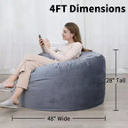 Fauteuil géant en forme de pouf avec mousse à mémoire de forme à haut rebond, grands poufs de 1,2 m, canapé pouf confortable, grand pouf rond et doux