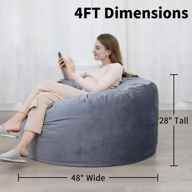Fauteuil géant en forme de pouf avec mousse à mémoire de forme à haut rebond, grands poufs de 1,2 m, canapé pouf confortable, grand pouf rond et doux