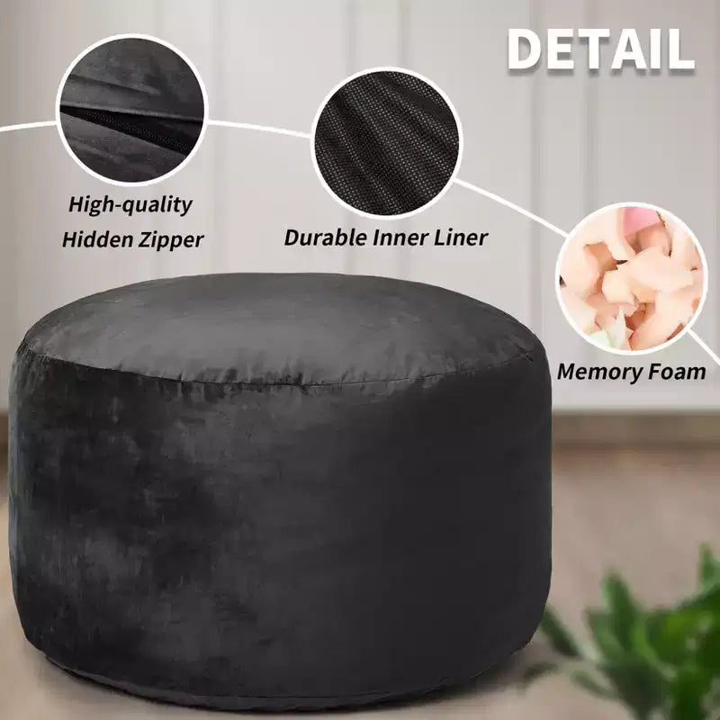 Fauteuil géant en forme de pouf avec mousse à mémoire de forme à haut rebond, grands poufs de 1,2 m, canapé pouf confortable, grand pouf rond et doux