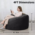 Fauteuil géant en forme de pouf avec mousse à mémoire de forme à haut rebond, grands poufs de 1,2 m, canapé pouf confortable, grand pouf rond et doux