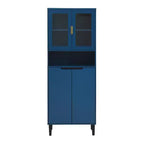 CLIHOME Bibliothèque haute 4 portes en verre trempé, armoire de rangement utilitaire avec étagères réglables