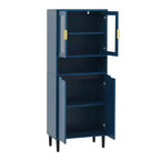 CLIHOME Bibliothèque haute 4 portes en verre trempé, armoire de rangement utilitaire avec étagères réglables
