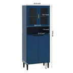 CLIHOME Bibliothèque haute 4 portes en verre trempé, armoire de rangement utilitaire avec étagères réglables