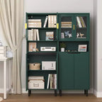CLIHOME Bibliothèque haute 4 portes en verre trempé, armoire de rangement utilitaire avec étagères réglables