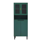 CLIHOME Bibliothèque haute 4 portes en verre trempé, armoire de rangement utilitaire avec étagères réglables