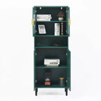 CLIHOME Bibliothèque haute 4 portes en verre trempé, armoire de rangement utilitaire avec étagères réglables
