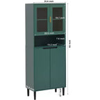 CLIHOME Bibliothèque haute 4 portes en verre trempé, armoire de rangement utilitaire avec étagères réglables