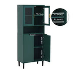 CLIHOME Bibliothèque haute 4 portes en verre trempé, armoire de rangement utilitaire avec étagères réglables