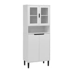 CLIHOME Bibliothèque haute 4 portes en verre trempé, armoire de rangement utilitaire avec étagères réglables