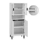 CLIHOME Bibliothèque haute 4 portes en verre trempé, armoire de rangement utilitaire avec étagères réglables