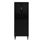 CLIHOME Bibliothèque haute 4 portes en verre trempé, armoire de rangement utilitaire avec étagères réglables