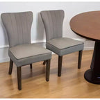 HomeRoots – Lot de deux chaises de salle à manger Parsons rembourrées en velours gris et marron