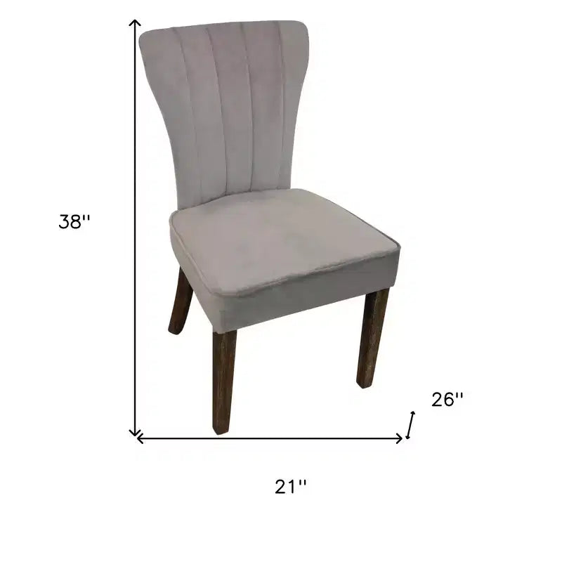 HomeRoots – Lot de deux chaises de salle à manger Parsons rembourrées en velours gris et marron