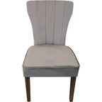 HomeRoots – Lot de deux chaises de salle à manger Parsons rembourrées en velours gris et marron