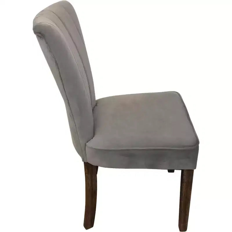 HomeRoots – Lot de deux chaises de salle à manger Parsons rembourrées en velours gris et marron