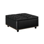 Ottoman de rangement table basse en cuir 32,5" avec couvercle relevable, Banc de rangement carré, Grande table basse de rangement carrée
