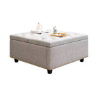 Ottoman de rangement table basse en cuir 32,5" avec couvercle relevable, Banc de rangement carré, Grande table basse de rangement carrée
