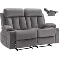 VEVOR Loveseat Recliner Sofa, Power Reclining Couch with Heating and Massage, Soft Velvet Electric Recliner Sofa with USB Ports, Cup Holders , Grey