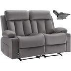 VEVOR Loveseat Recliner Sofa, Power Reclining Couch with Heating and Massage, Soft Velvet Electric Recliner Sofa with USB Ports, Cup Holders , Grey