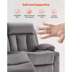 Canapé inclinable VEVOR Loveseat, canapé inclinable électrique avec chauffage et massage, canapé inclinable électrique en velours doux avec ports USB, porte-gobelets, gris