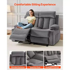 Canapé inclinable VEVOR Loveseat, canapé inclinable électrique avec chauffage et massage, canapé inclinable électrique en velours doux avec ports USB, porte-gobelets, gris