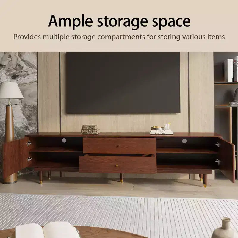 JVNOXK-Meuble TV moderne médiéval avec tiroirs de rangement, meuble média pour salon ou chambre à coucher