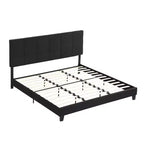 Lit plateforme King tapissé avec tête de lit en lin, support robuste, pas besoin de sommier tapissier