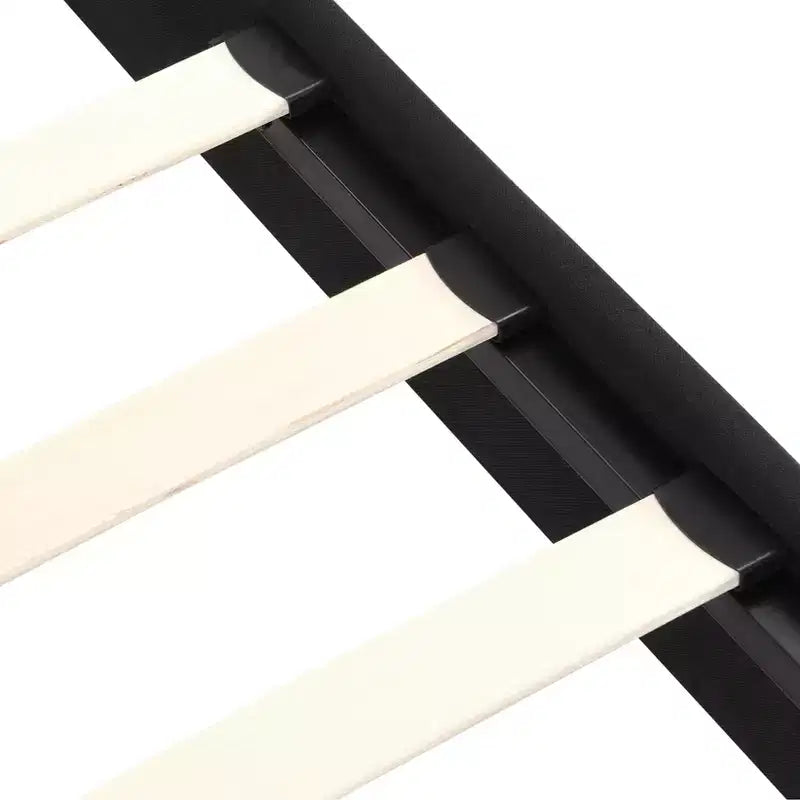 Lit plateforme King tapissé avec tête de lit en lin, support robuste, pas besoin de sommier tapissier