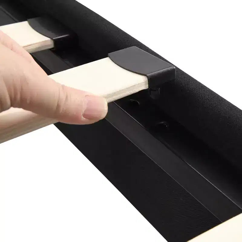 Lit plateforme King tapissé avec tête de lit en lin, support robuste, pas besoin de sommier tapissier