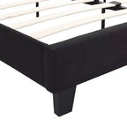 Lit plateforme King tapissé avec tête de lit en lin, support robuste, pas besoin de sommier tapissier