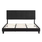 Lit plateforme King tapissé avec tête de lit en lin, support robuste, pas besoin de sommier tapissier