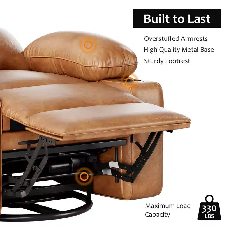 Fauteuil inclinable électrique en cuir PU 37,4, fauteuil inclinable réglable, largeur d'assise, porte-gobelets, canapé simple ergonomique, pour salon, chambre à coucher