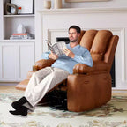 Fauteuil inclinable électrique en cuir PU 37,4, fauteuil inclinable réglable, largeur d'assise, porte-gobelets, canapé simple ergonomique, pour salon, chambre à coucher