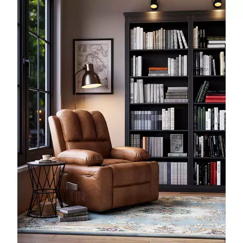 Fauteuil inclinable électrique en cuir PU 37,4, fauteuil inclinable réglable, largeur d'assise, porte-gobelets, canapé simple ergonomique, pour salon, chambre à coucher