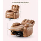 Fauteuil inclinable électrique en cuir PU 37,4, fauteuil inclinable réglable, largeur d'assise, porte-gobelets, canapé simple ergonomique, pour salon, chambre à coucher