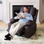 Fauteuil inclinable électrique en cuir PU 37,4, fauteuil inclinable réglable, largeur d'assise, porte-gobelets, canapé simple ergonomique, pour salon, chambre à coucher