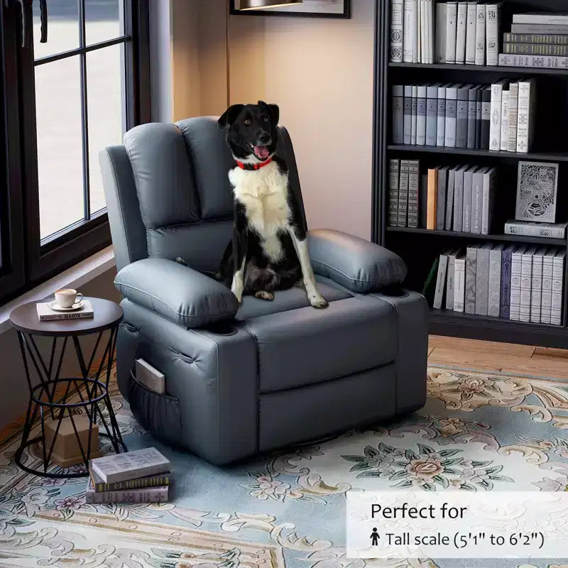 Fauteuil inclinable électrique en cuir PU 37,4, fauteuil inclinable réglable, largeur d'assise, porte-gobelets, canapé simple ergonomique, pour salon, chambre à coucher