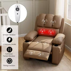 Fauteuil inclinable électrique en cuir PU 37,4, fauteuil inclinable réglable, largeur d'assise, porte-gobelets, canapé simple ergonomique, pour salon, chambre à coucher