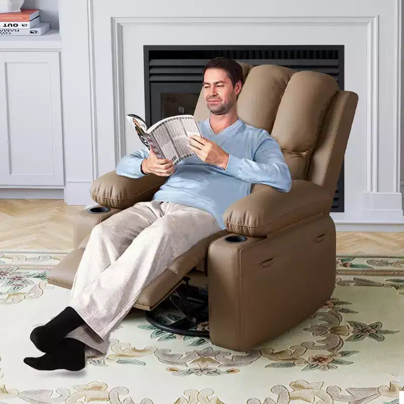Fauteuil inclinable électrique en cuir PU 37,4, fauteuil inclinable réglable, largeur d'assise, porte-gobelets, canapé simple ergonomique, pour salon, chambre à coucher