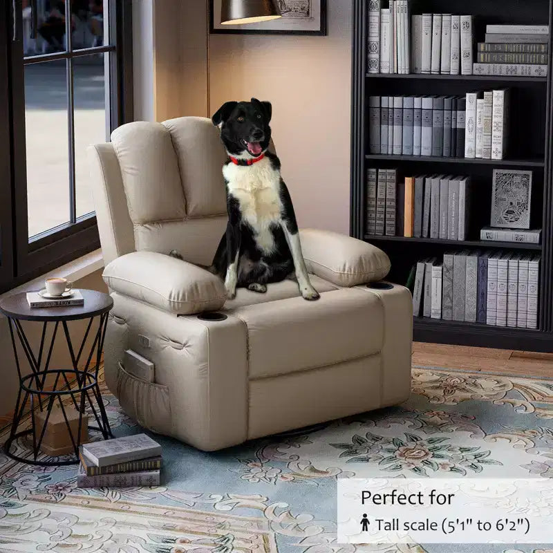 Fauteuil inclinable électrique en cuir PU 37,4, fauteuil inclinable réglable, largeur d'assise, porte-gobelets, canapé simple ergonomique, pour salon, chambre à coucher